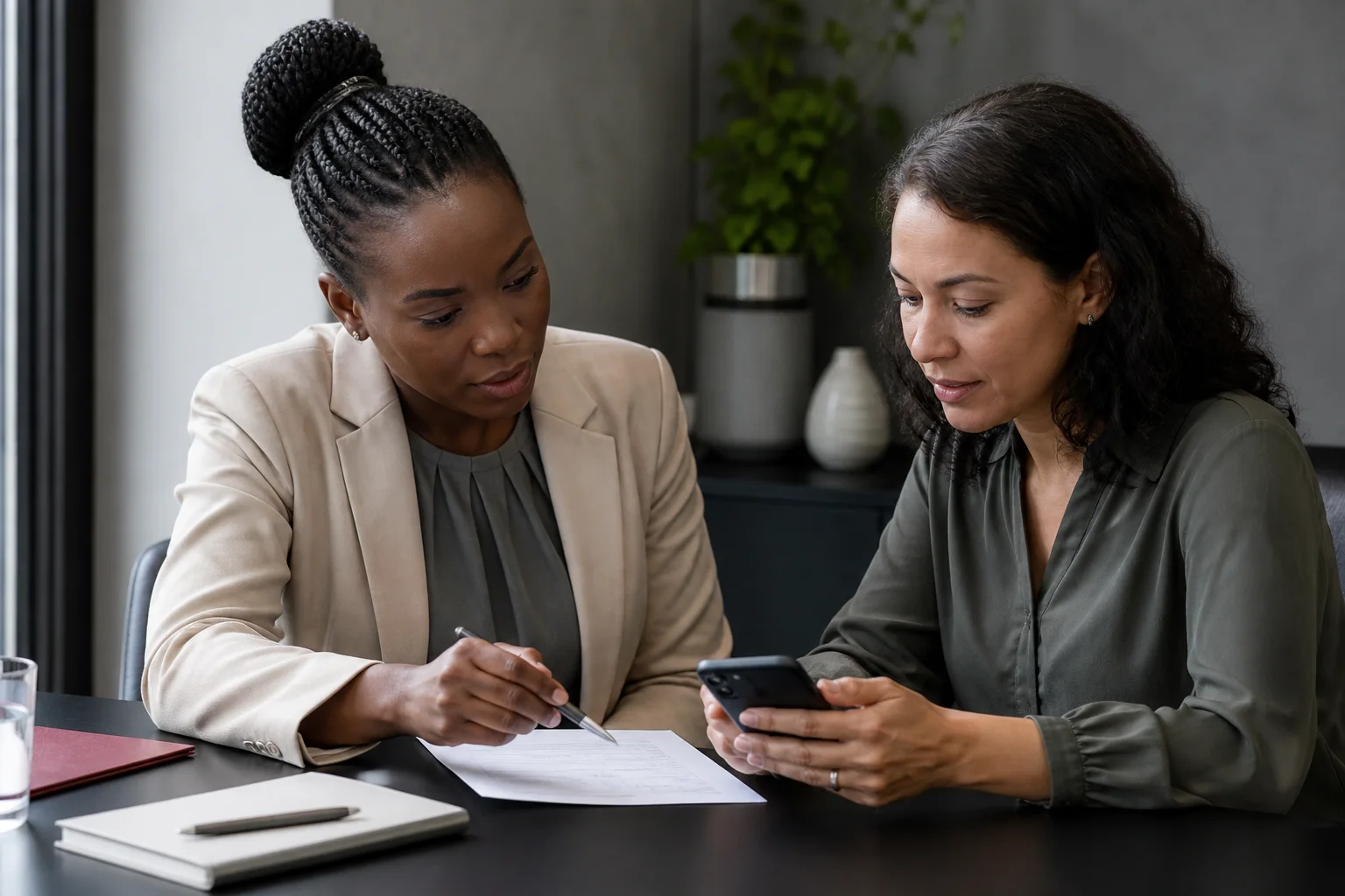 An insurance broker helping a client review a claim
